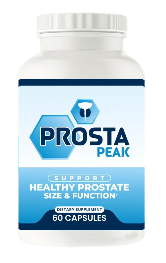 Prosta Peak prostate supplement bottle with 60 capsules for men's health