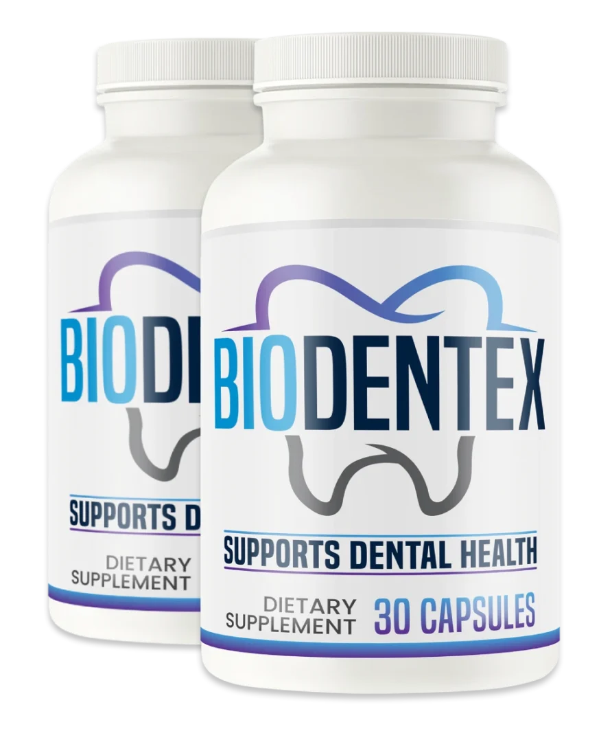 BioDentex dental health supplement bottle supporting healthy teeth and gums.